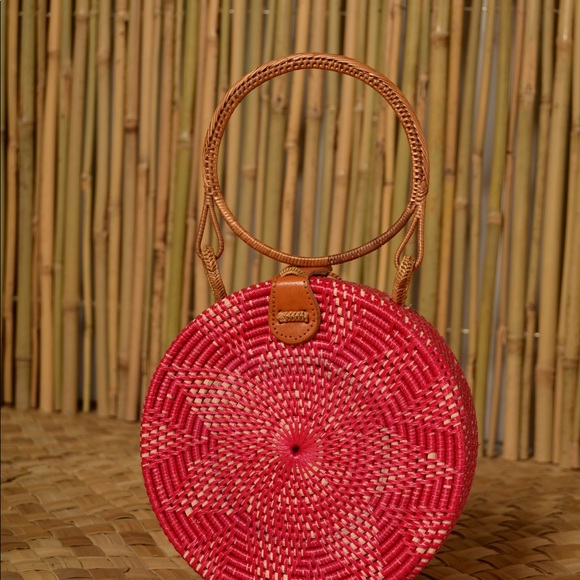 Pink Rattan Bag, straw bag, Bali bag - Picture 4 of 4